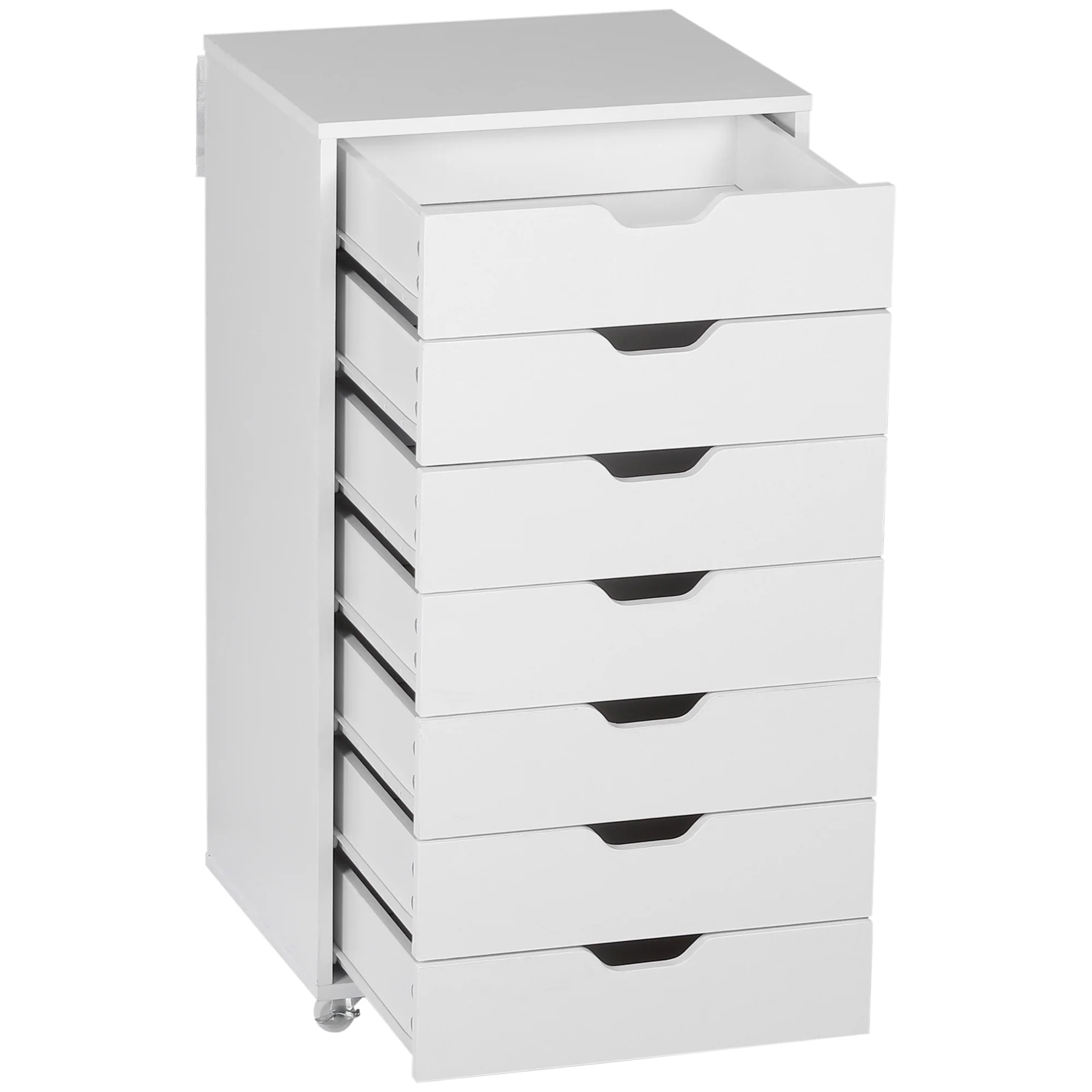 7-drawer Vertical Filing Cabinet, Mobile Office Cabinet on Wheels for Study, Office, White - Image 10