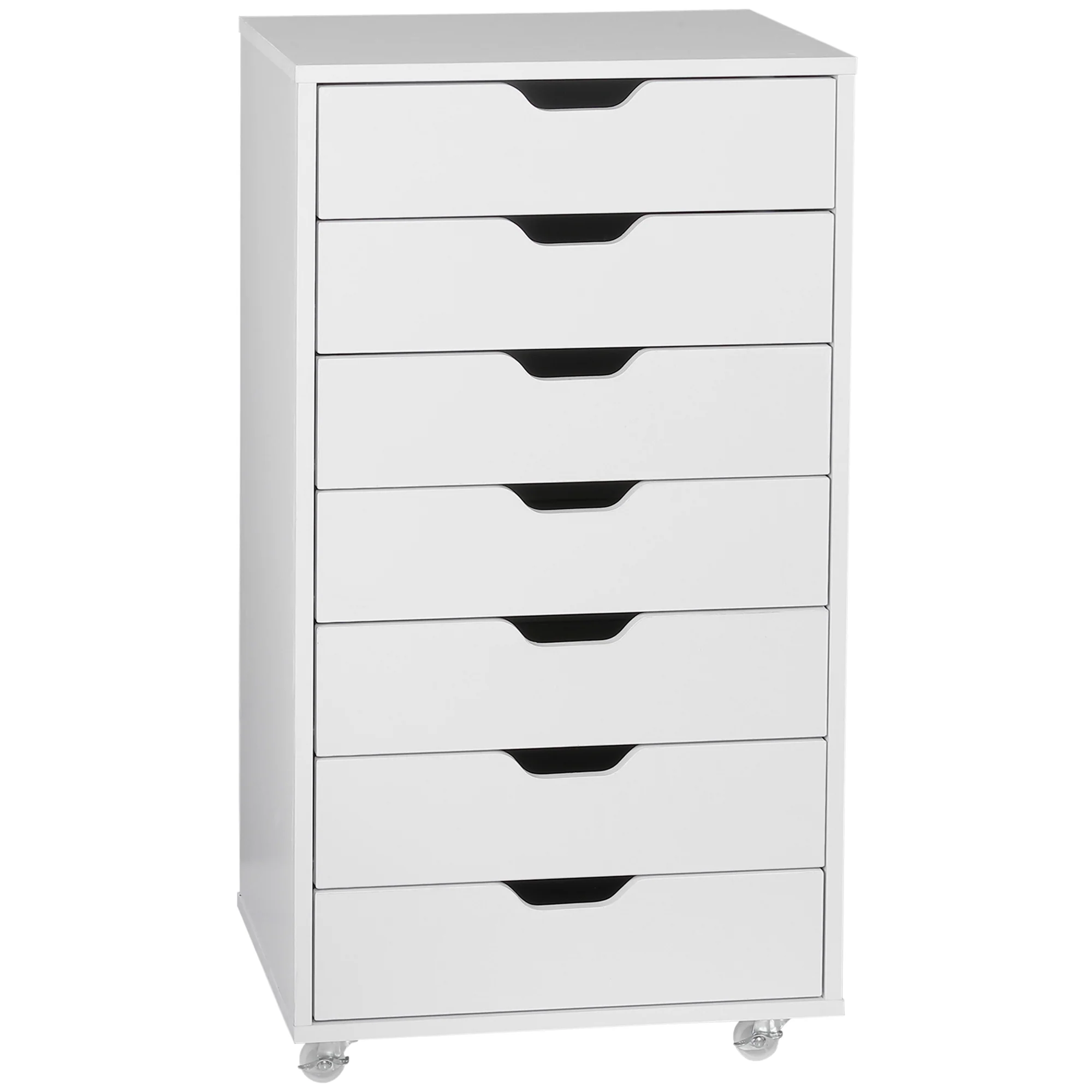 7-drawer Vertical Filing Cabinet, Mobile Office Cabinet on Wheels for Study, Office, White - Image 2