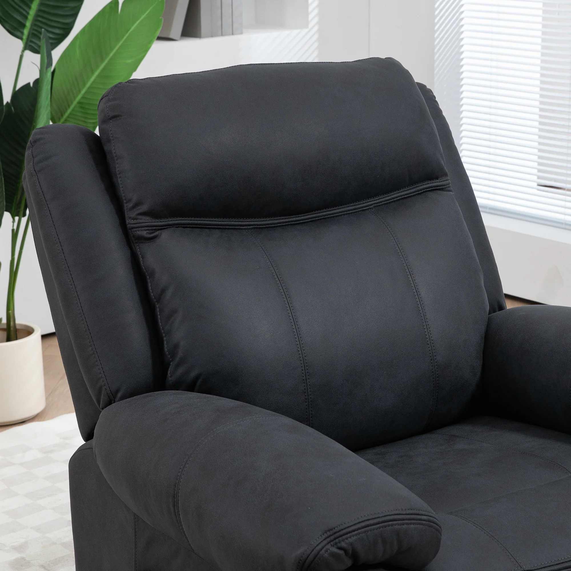 Vibration Massage Recliner with Remote Control Easy Assembly, Black - Image 10