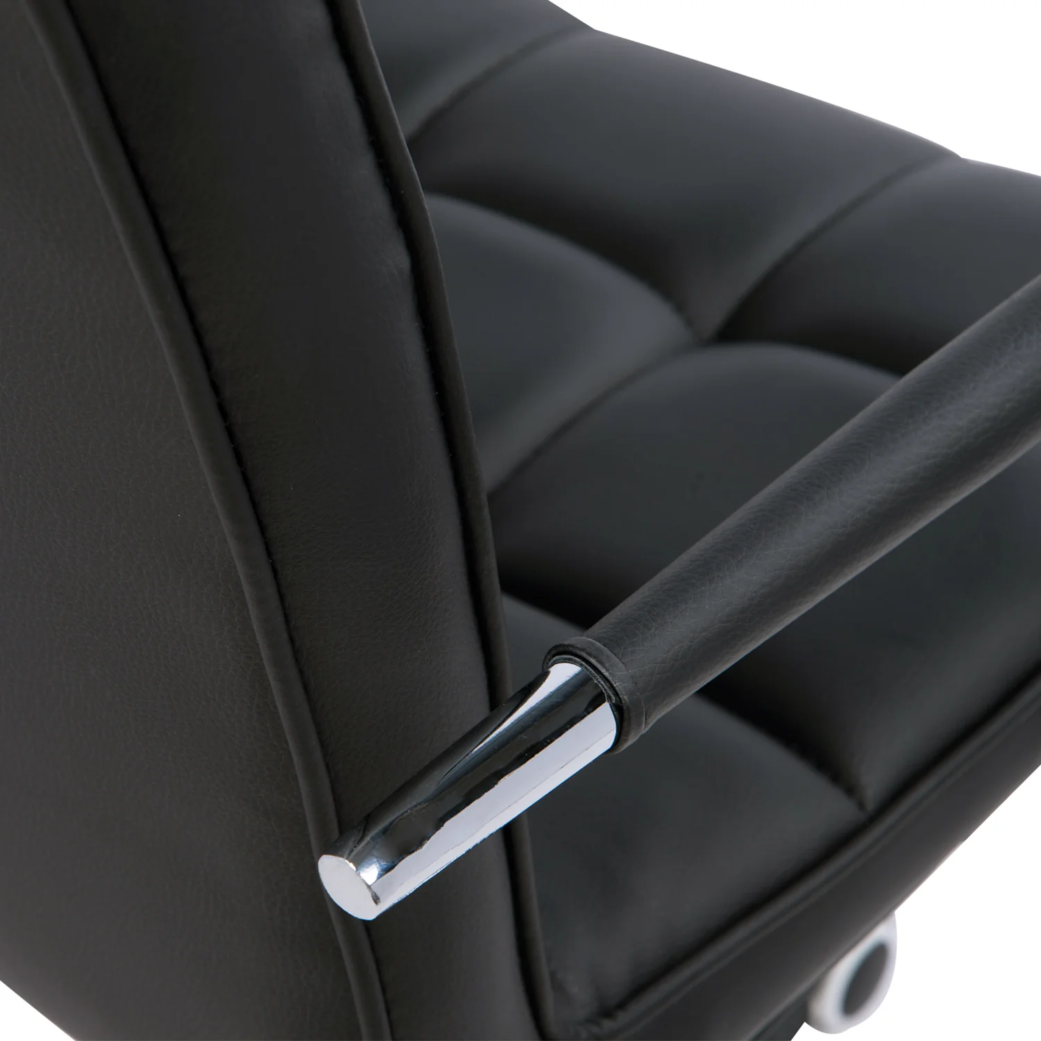 Swivel Computer Office Chair, PU Leather Study Chair with Rolling Wheels, Black - Image 11
