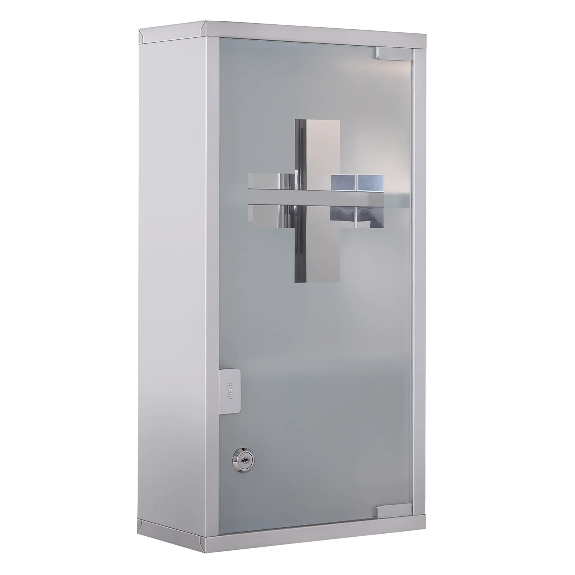 10" x 19" Wall Mount Cabinet w/ 3 Tier Shelves, Lockable Medicine Cabinet w/ 2 Keys, Silver