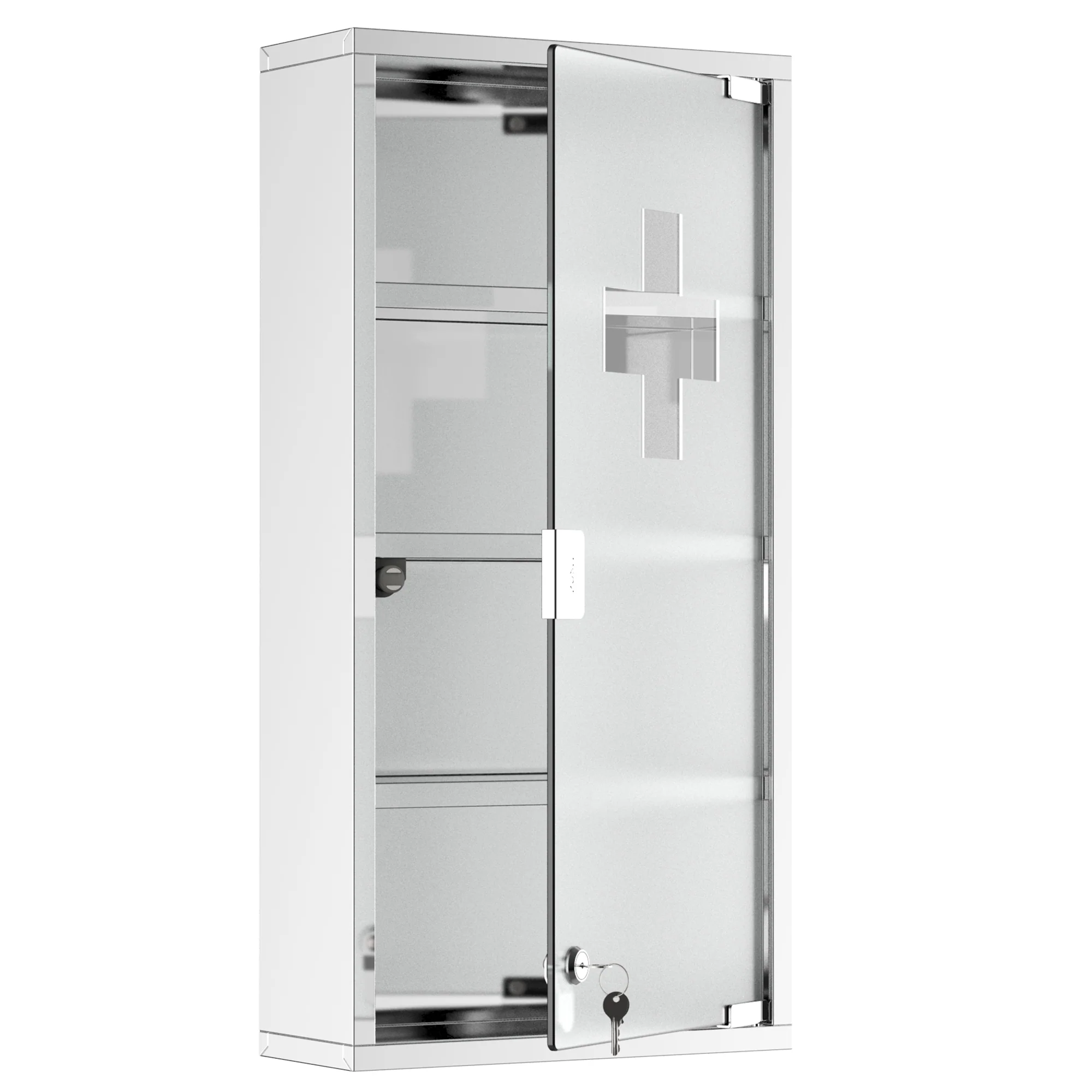 12" x 23.5" Wall Mount Medicine Cabinet, Bathroom Cabinet with 4 Tier Shelves, Silver